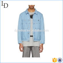 Two pocket on chest blue spring denim jean jacket mens washed jacket